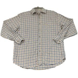 Le Chameau Western Shirt SZ L Blue Brown Gingham Check Long Sleeve Button Casual